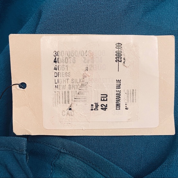 NEW Gucci Teal Light Silk Georgette Pleated Dress - Picture 7 of 7